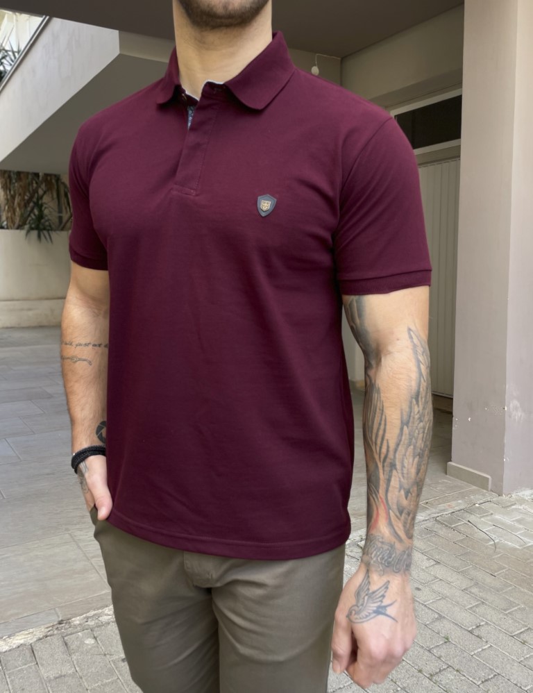 Everbest ανδρική μπορντό πικέ Polo μπλούζα Plus Size 252832B φωτογραφία